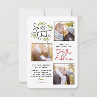 Save the Date Holiday Wedding Wreath Berries |