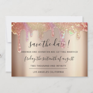 Save the Date Holographic Tropfens Rosen Blush