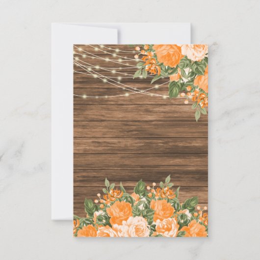 Save the Date Holz, Lanterne und orange Blume (Rückseite)