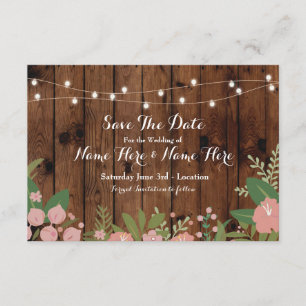 Save the Date Holz Rustikale Blumenleuchten laden 