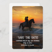 Save the Date Horseback Riding Beach Einladung (Vorne/Hinten)