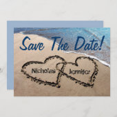 Save the Date hört in Sand Hochzeit Einladung (Vorne/Hinten)