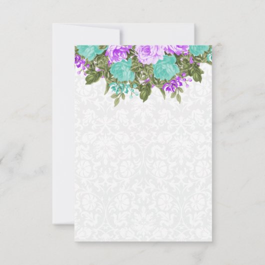 Save the Date Hübsche Aquamarine und violette Blum (Rückseite)