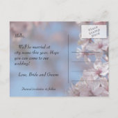 Save the Date, hübsche Frühlingskirsche Blume Ankündigungspostkarte (Rückseite)