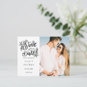 Save the Date Hübsche Handschrift Modernes Foto Ankündigungspostkarte (Stehend Vorderseite)