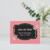 Save the Date Hübsche Rosa-Flora-Ankündigung Ankündigungspostkarte (Stehend Vorderseite)