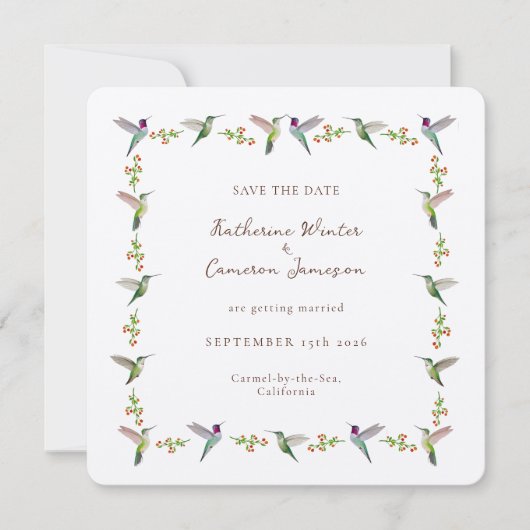 Save the Date Hummingbird Card (Vorderseite)