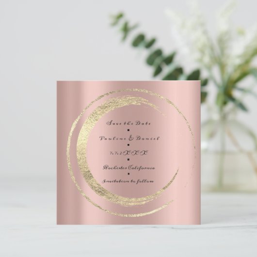 Save the Date Hummingbird Rose Goldene Kreise (Stehend Vorderseite)