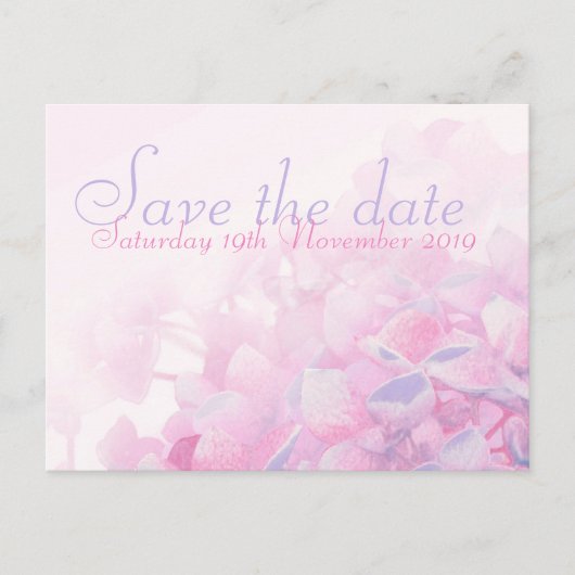 Save the Date Hydrangea lila rosa Karte (Vorderseite)