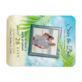 Save the Date Ihr Foto Beach Wedding Palm Blätter Magnet (Horizontal)