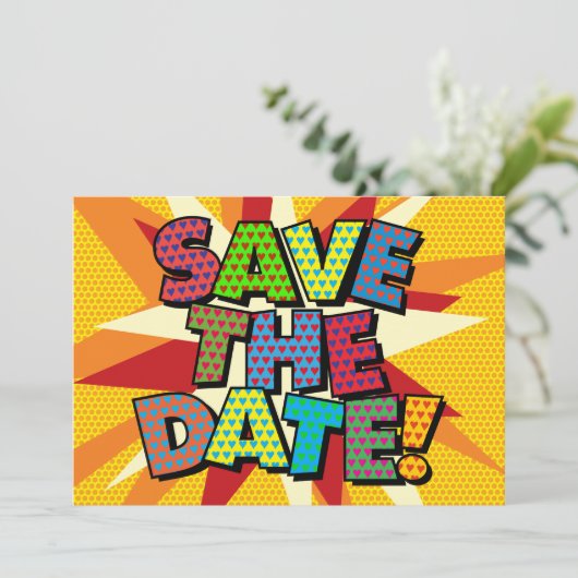 SAVE THE DATE Ihr Message Speech Bubble Spaß Ankündigung (Stehend Vorderseite)