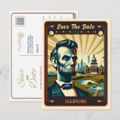 Save The Date | Illinois Einladung Postkarte (Vorne/Hinten)