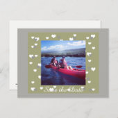 Save the Date im Herzen gerahmt Ankündigungspostkarte (Vorne/Hinten)