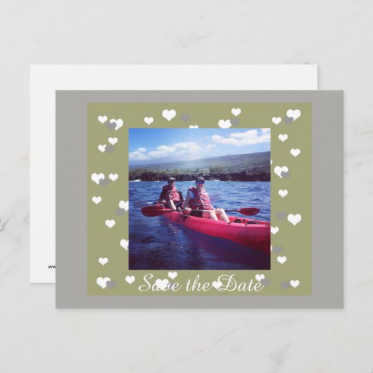 Save the Date im Herzen gerahmt Ankündigungspostkarte (Vorne/Hinten)