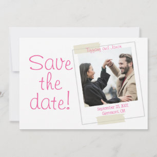 Save the Date im Rosa-Weiß-Foto hübsch Einladung