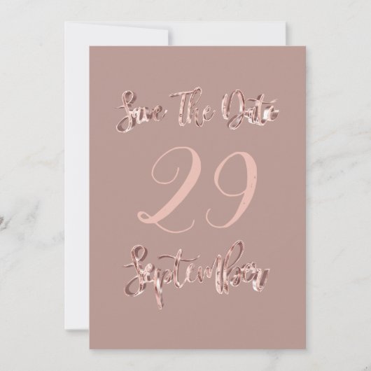 Save the Date im September Party Rose Gold Script (Vorderseite)