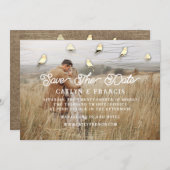 Save the Date Imitate Gold Kraft Foto Bird Woodlan Einladung (Vorne/Hinten)