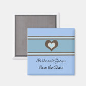 Save the Date in Blau und Braun Magnet (Vorderseite/Rückseite)