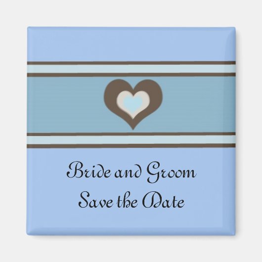 Save the Date in Blau und Braun Magnet (Vorne)