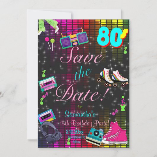 Save the Date in den 80er Jahren, jedes Alter, (Vorderseite)