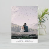 Save the Date in den Sternen geschrieben Folieneinladung (Stehend vorne)