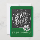 Save the Date in der grünen Karte (Vorderseite)