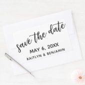 Save the Date in der modernen Handschrift Typograf Rechteckiger Aufkleber (Umschlag)