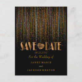 Save the Date in einer goldenen Dusche und Schwarz Ankündigungspostkarte