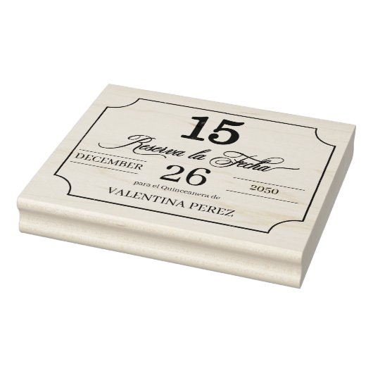 Save the Date in Spanischer Sprache für Quinceaner Gummistempel (Stempel)
