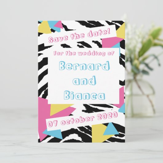 Save the Date in Stil 80 Einladung (Stehend Vorderseite)