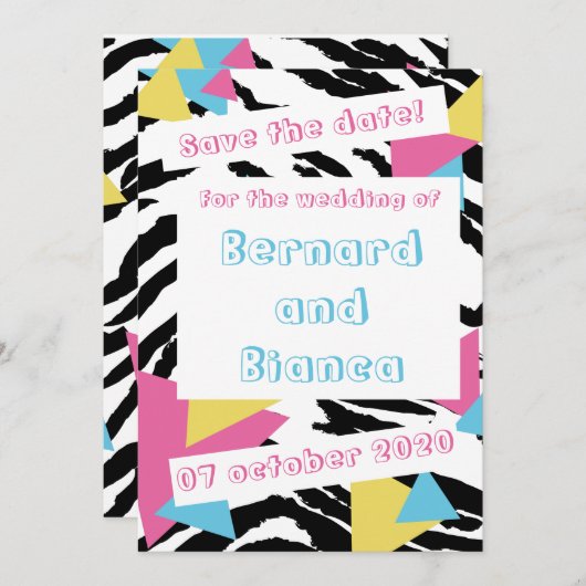 Save the Date in Stil 80 Einladung (Vorne/Hinten)