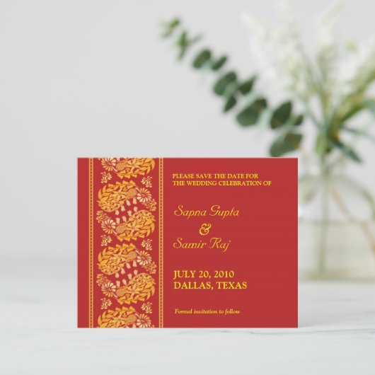 Save the Date Indian Style Card (Stehend Vorderseite)