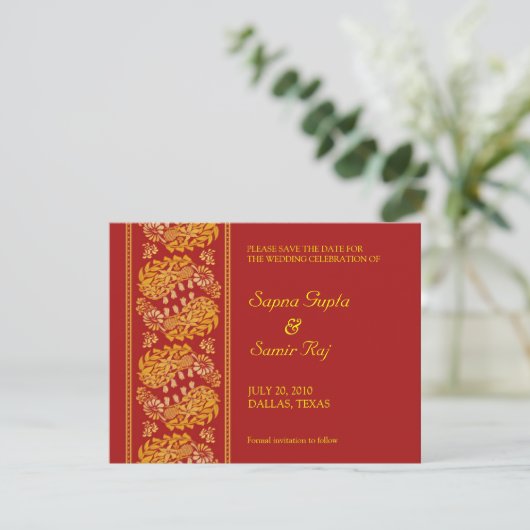 Save the Date Indian Style Card (Stehend Vorderseite)