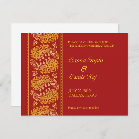 Save the Date Indian Style Card (Vorne/Hinten)