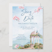 Save the Date Indianerpfauenblauer Einladung (Vorderseite)