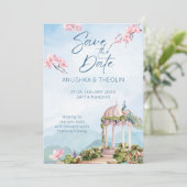 Save the Date Indianerpfauenblauer Einladung (Stehend Vorderseite)