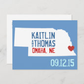 Save the Date - individuell anpassbar - Nebraska Ankündigungspostkarte (Vorne/Hinten)