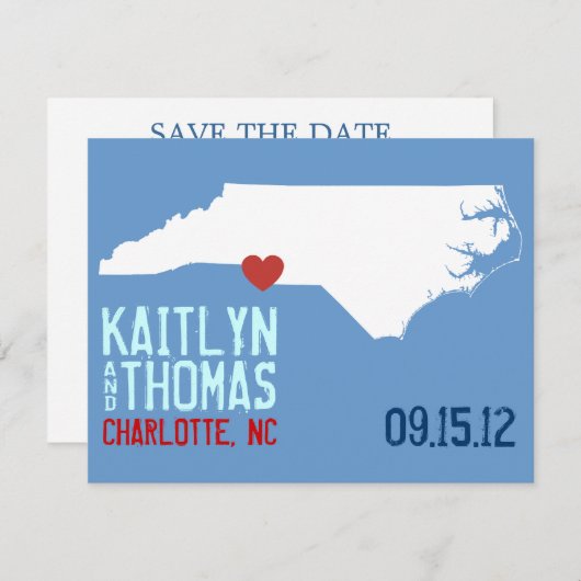 Save the Date - individuell anpassbar - North Caro (Vorne/Hinten)
