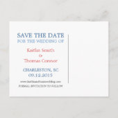 Save the Date - individuell anpassbar - South Caro Ankündigungspostkarte (Rückseite)