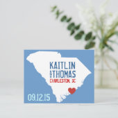 Save the Date - individuell anpassbar - South Caro Ankündigungspostkarte (Stehend Vorderseite)