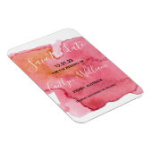 Save the Date Individuelle Name Watercolor Pink Bo Magnet (Rechte Seite)