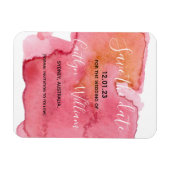 Save the Date Individuelle Name Watercolor Pink Bo Magnet (Horizontal)
