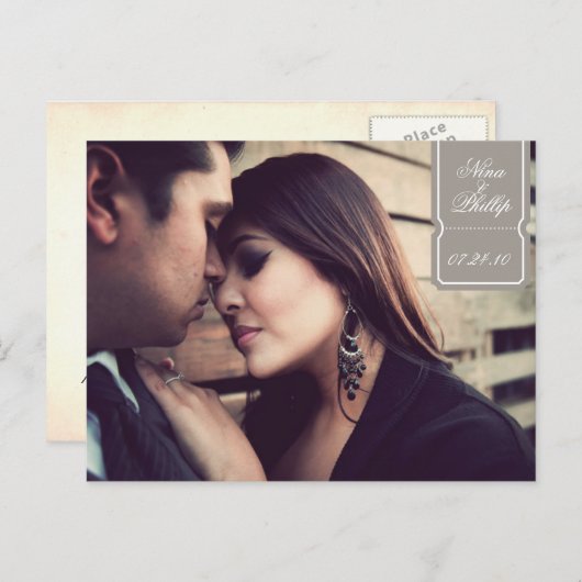 Save the Date inspiriert Vintag Ankündigungspostkarte (Vorne/Hinten)