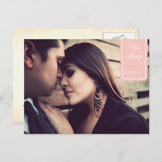 Save the Date inspiriert Vintag Ankündigungspostkarte (Vorne/Hinten)