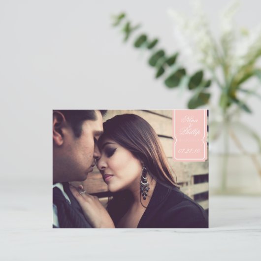 Save the Date inspiriert Vintag Ankündigungspostkarte (Stehend Vorderseite)