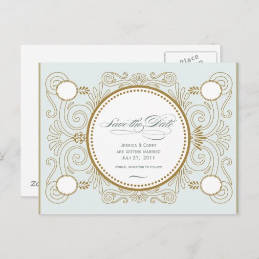 Save the Date inspiriert Vintag Ankündigungspostkarte (Vorne/Hinten)