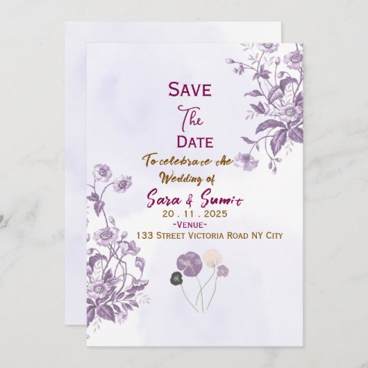 Save the Date Invitations Einladung (Vorne/Hinten)