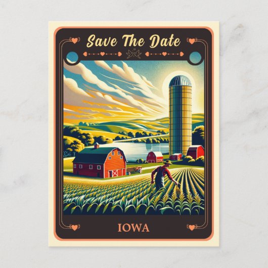 Save The Date | Iowa Einladung Postkarte (Vorderseite)