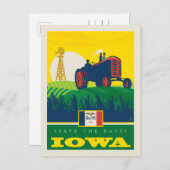 Save The Date | Iowa Einladungspostkarte (Vorne/Hinten)