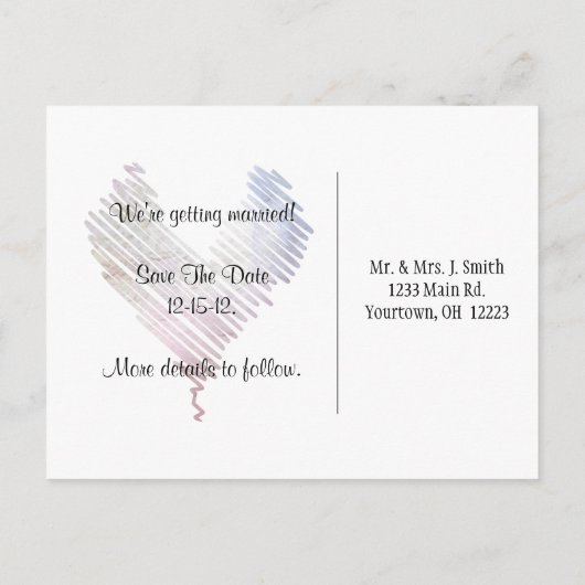 "Save the Date" iPad Ankündigungspostkarte (Rückseite)